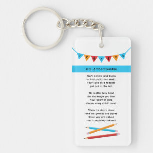 Teacher Appreciation Red Blue Yellow Pencils  Keychain