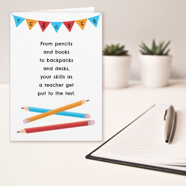 Teacher Appreciation Red Yellow Blue Pencils Card (Teacher appreciation card)