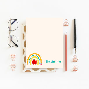 Teacher Appreciation Retro Rainbow Apple Custom Notepad