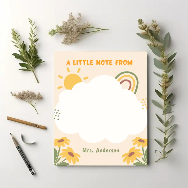 Teacher Appreciation Retro Rainbow floral Custom Notepad | Zazzle