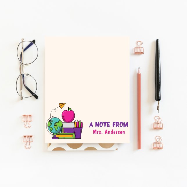 Teacher Appreciation Retro School Supplies Custom Notepad (RETRO SCHOOL TEACHER NOTEPAD
)