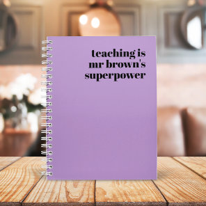 Teacher Appreciation Retro Superpower Purple Notebook