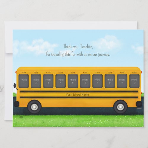 Teacher Appreciation School Bus 10 Photo Card