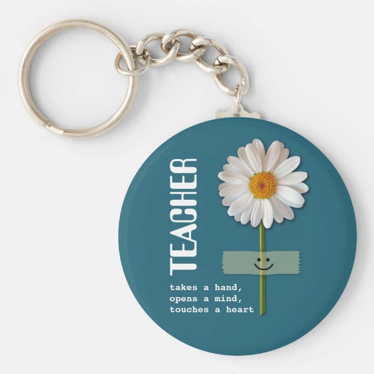 Teacher Appreciation Smiling Daisy Gift Keychains Zazzle