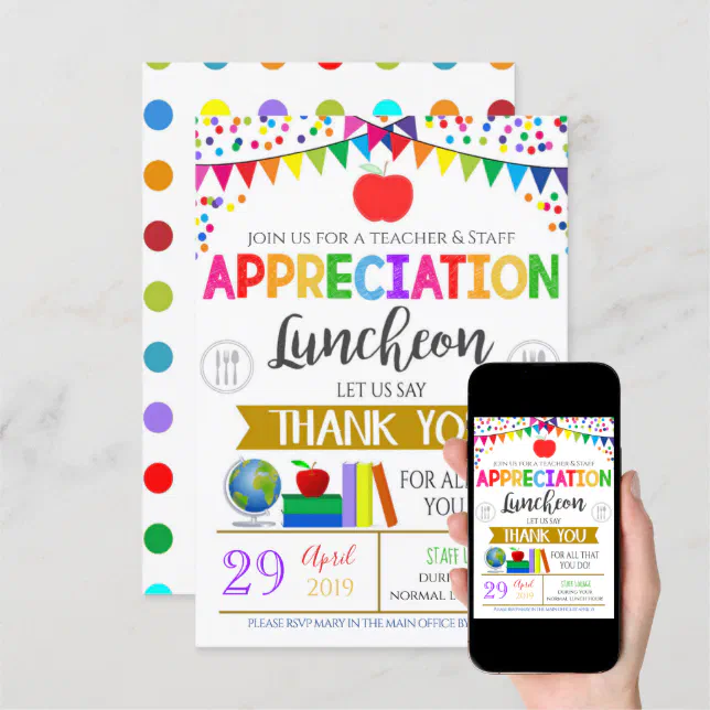 Teacher Appreciation Staff Invitation | Zazzle