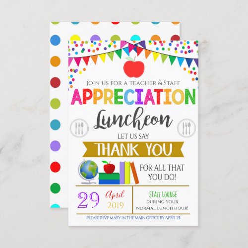 Teacher Appreciation Staff Invitation