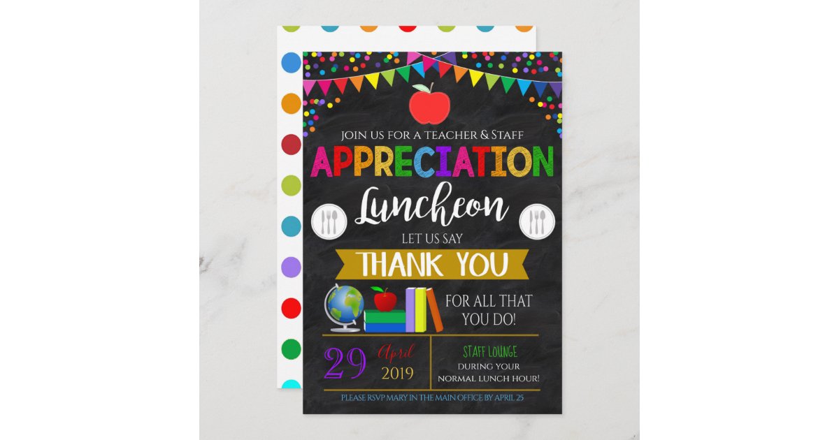 Teacher Appreciation Staff Invitation | Zazzle