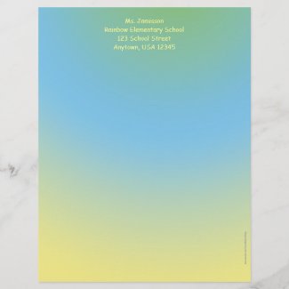 Teacher Appreciation Stationery, Blue and Yellow  Letterhead