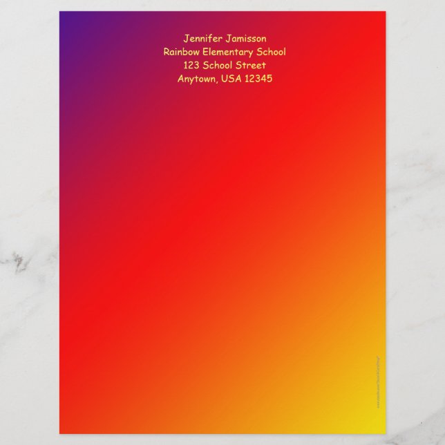 Teacher Appreciation Stationery, Vivid Rainbow Letterhead (Front)