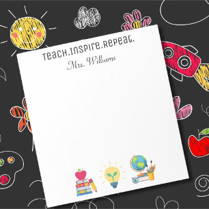 Teacher Appreciation Teach Inspire Repeat Custom Notepad