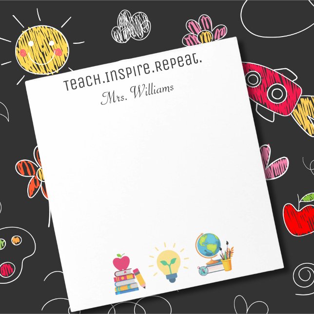 Teacher Appreciation Teach Inspire Repeat Custom Notepad (Creator Uploaded)