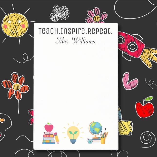 Teacher Appreciation Teach Inspire Repeat Custom Post-it Notes (Creator Uploaded)