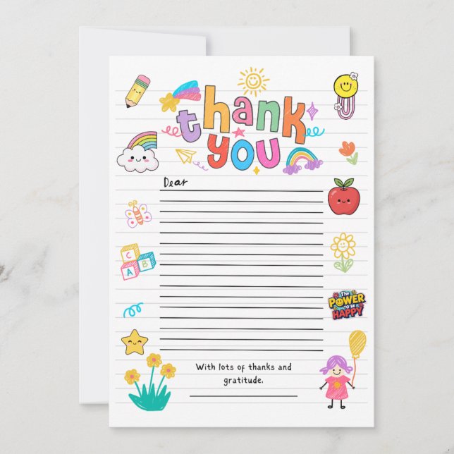 Teacher Appreciation Thank You Card - girl version (Front)