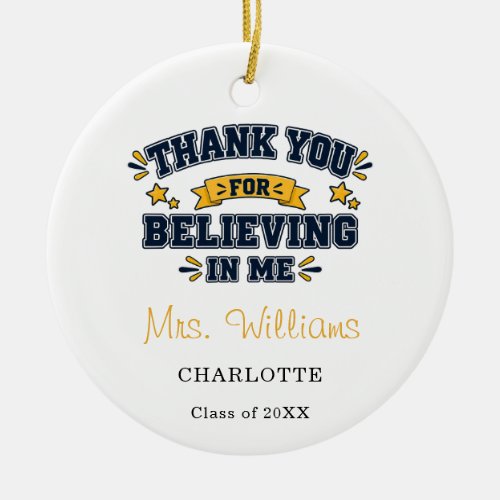 Teacher appreciation Thank You Ceramic Ornament