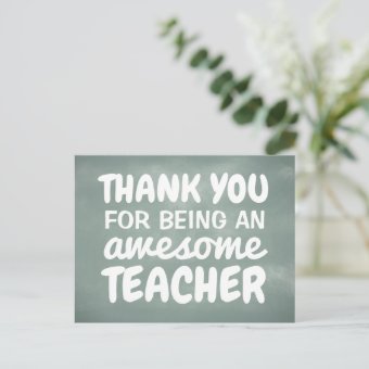 Teacher appreciation thank you chalkboard postcard | Zazzle