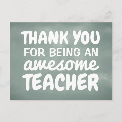 Teacher appreciation thank you chalkboard postcard