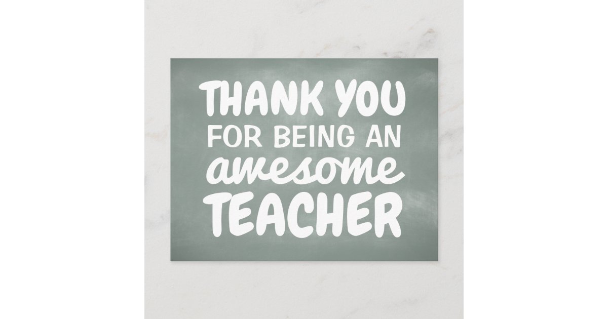 Teacher appreciation thank you chalkboard postcard | Zazzle