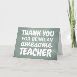 Teacher appreciation thank you green chalkboard card