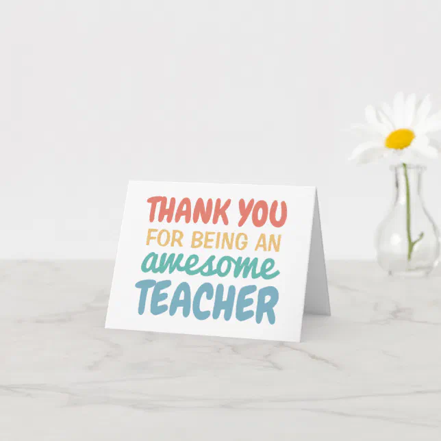 Teacher appreciation thank you pastel rainbow card | Zazzle