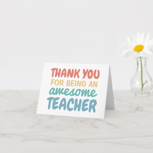 Teacher appreciation thank you pastel rainbow card