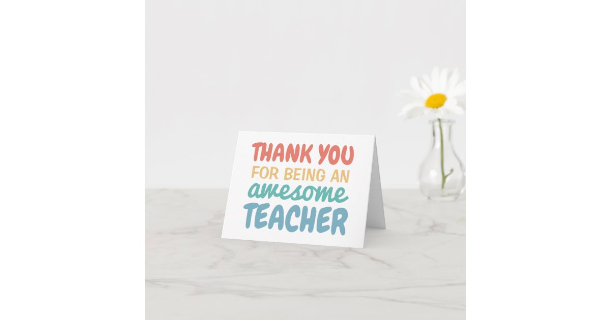 Teacher appreciation thank you pastel rainbow card | Zazzle