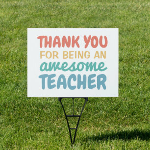 Teacher appreciation thank you pastel rainbow sign
