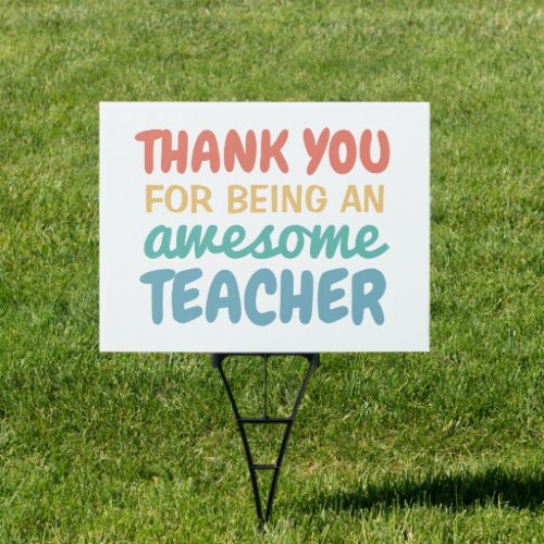Teacher appreciation thank you pastel rainbow sign