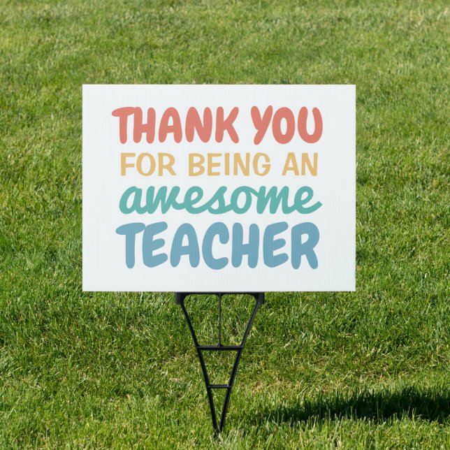Teacher appreciation thank you pastel rainbow sign (Insitu)