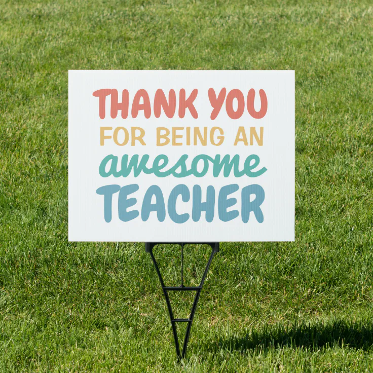 Teacher appreciation thank you pastel rainbow sign | Zazzle