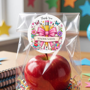 Teacher Appreciation Thank you Retro Pencil Classic Round Sticker