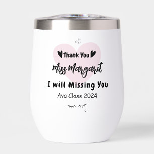 Teacher Appreciation Thank You School Custom Thermal Wine Tumbler