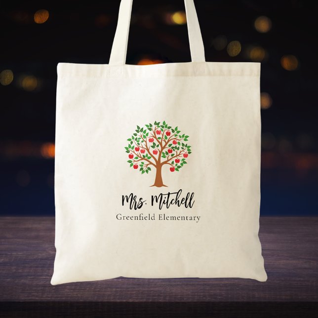 Teacher Appreciation Thank You Teacher Apple Tree Tote Bag (Creator Uploaded)