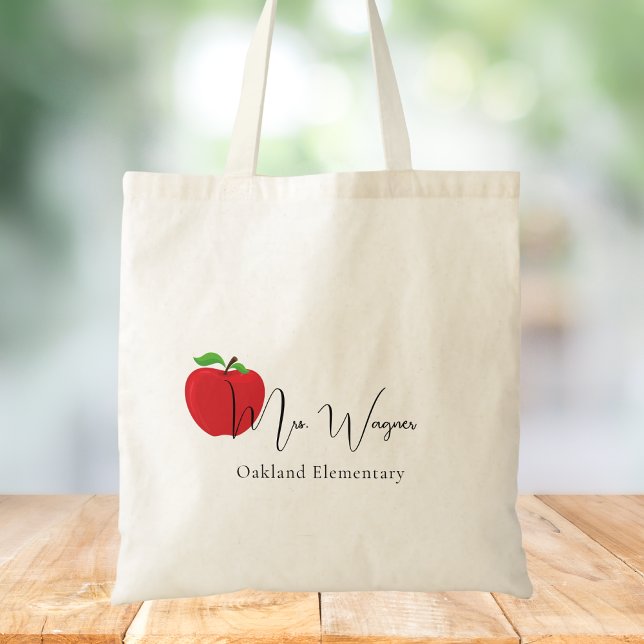 Teacher Appreciation Thank You Teacher Cute Apple Tote Bag (Creator Uploaded)