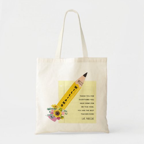 Teacher Appreciation Thank You Tote Bag