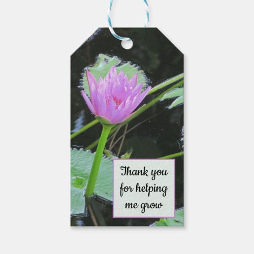 Teacher Appreciation Thank You Water Lily Bloom Gift Tags