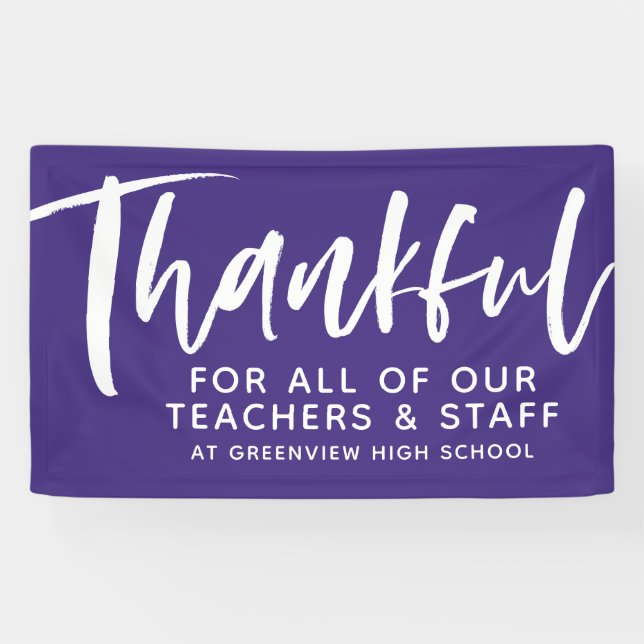 Teacher appreciation thankful purple customizable banner (Horizontal)