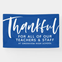 Teacher appreciation thankful script blue