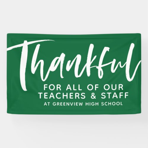 Teacher appreciation thankful script green banner