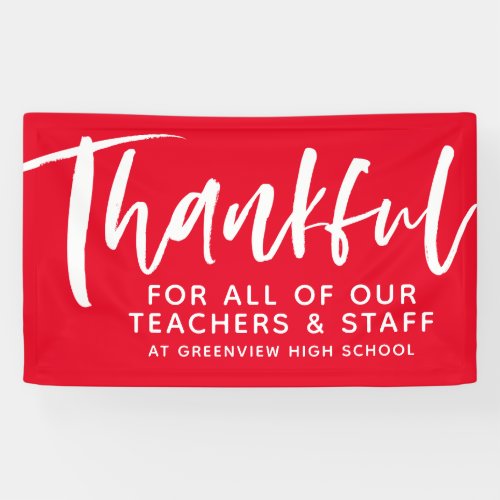 Teacher appreciation thankful script red banner