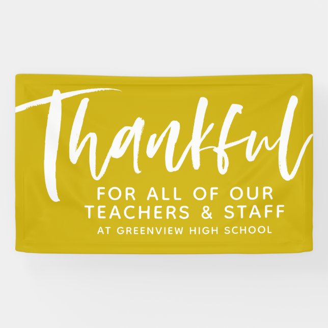 Teacher appreciation thankful script yellow banner (Horizontal)
