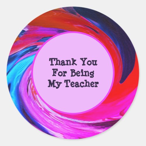 Teacher Appreciation Tie Dye Classroom Thank You Classic Round Sticker