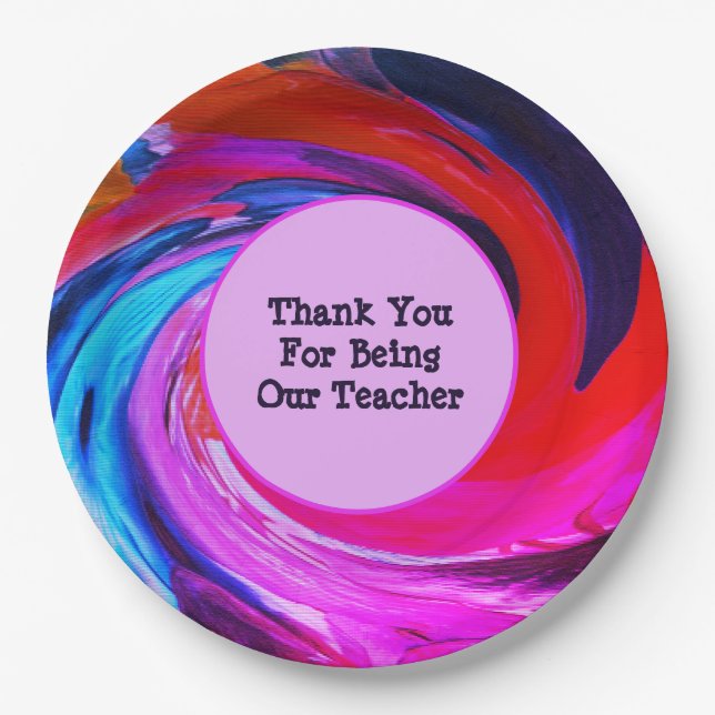 Teacher Appreciation Tie Dye Classroom Thank You Paper Plates (Front)