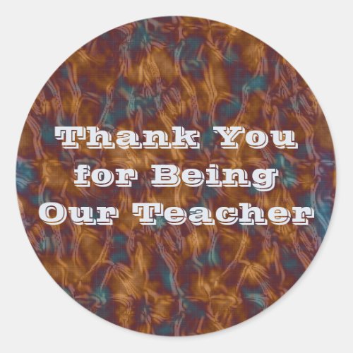 Teacher Appreciation Tie_dye Gold Blue Thank You Classic Round Sticker