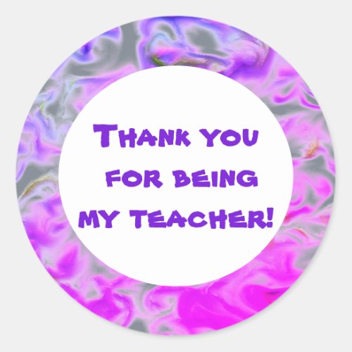 Teacher Appreciation Tie_Dye Pink Purple Thank You Classic Round Sticker