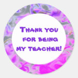 Teacher Appreciation Tie-Dye Pink Purple Thank You Classic Round Sticker