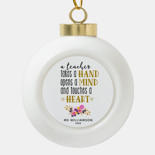 Teacher Appreciation Typography Custom Ornament (Front)