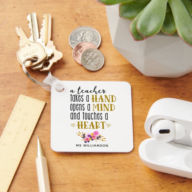 Teacher Appreciation Typography Custom Ornament Keychain (Desk)