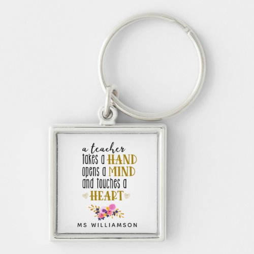 Teacher Appreciation Typography Personalized Keychain