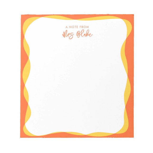 Teacher Appreciation Vibrant Wavy Border Notepad (Front)