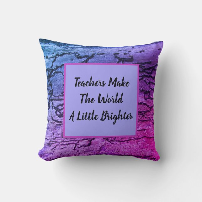 Teacher Appreciation Vivid Neon School Thank You Throw Pillow (Front)